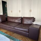 CINNA Brown leather sofa 4 seats Exclusive model Didier Gomez