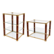 Ensemble Hollywood Regency–Desserte & table basse verre laiton & loupe