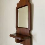 Rectangular wooden mirror with shelf, 1950s
