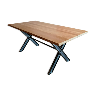 Industrial style dining table wood and metal