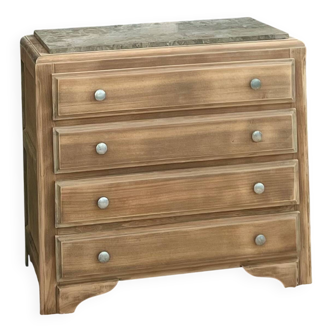 Antique wooden commode with beige marble.