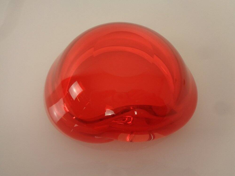 Vintage Italian Red Murano Glass Ashtray, 1960s