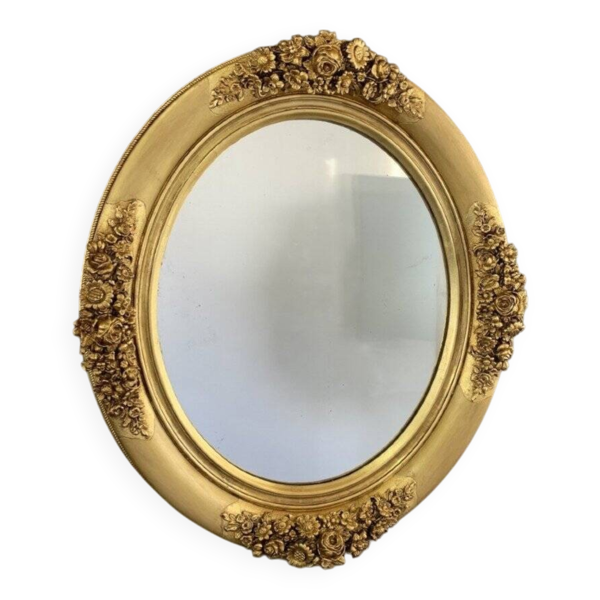 19th Century Gilded Mirror with Floral Motifs