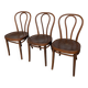 Set of 3 Vintage Thonet Style Bentwood Chair, Carved Wood Dining Chair