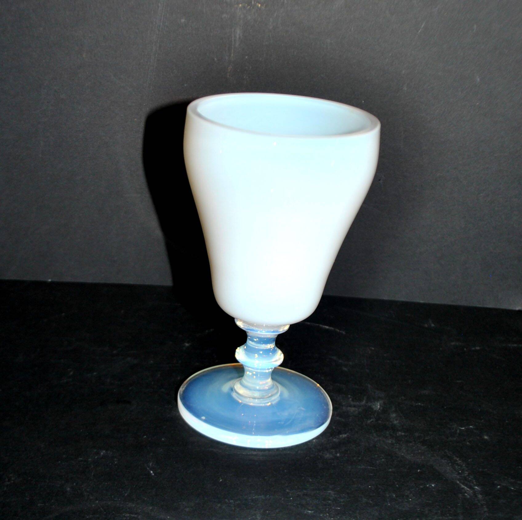 Sevres footed glass goblet chalice in white opaline signed “sèvres france”