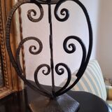 Art Deco period lamp wrought iron and pressed molded glass globe