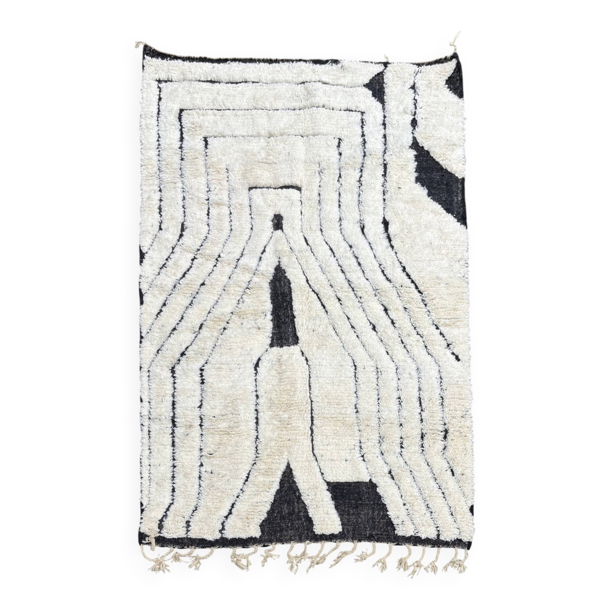 Large Beni Ouarain rug 190 × 300 cm – Graphic Berber rug in wool fa