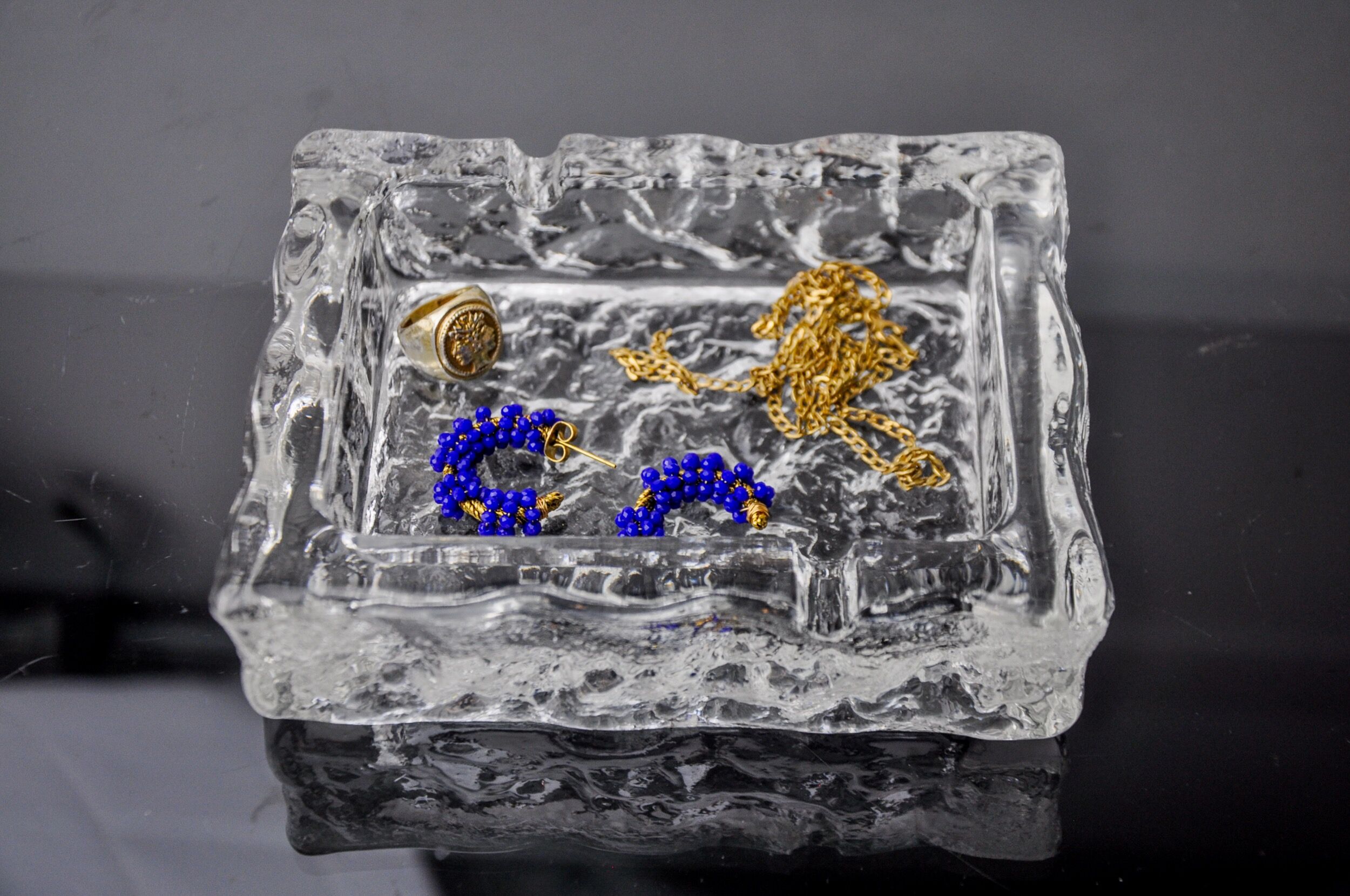 Ice ashtray by Antonio Imperatore, murano glass, Italy, 1970