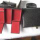 Box a bijoux ancien leather on wood satin interior and red velvet, with compartment