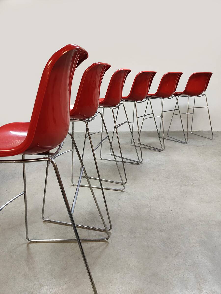 6 x Dutch design vintage Spirit barstools