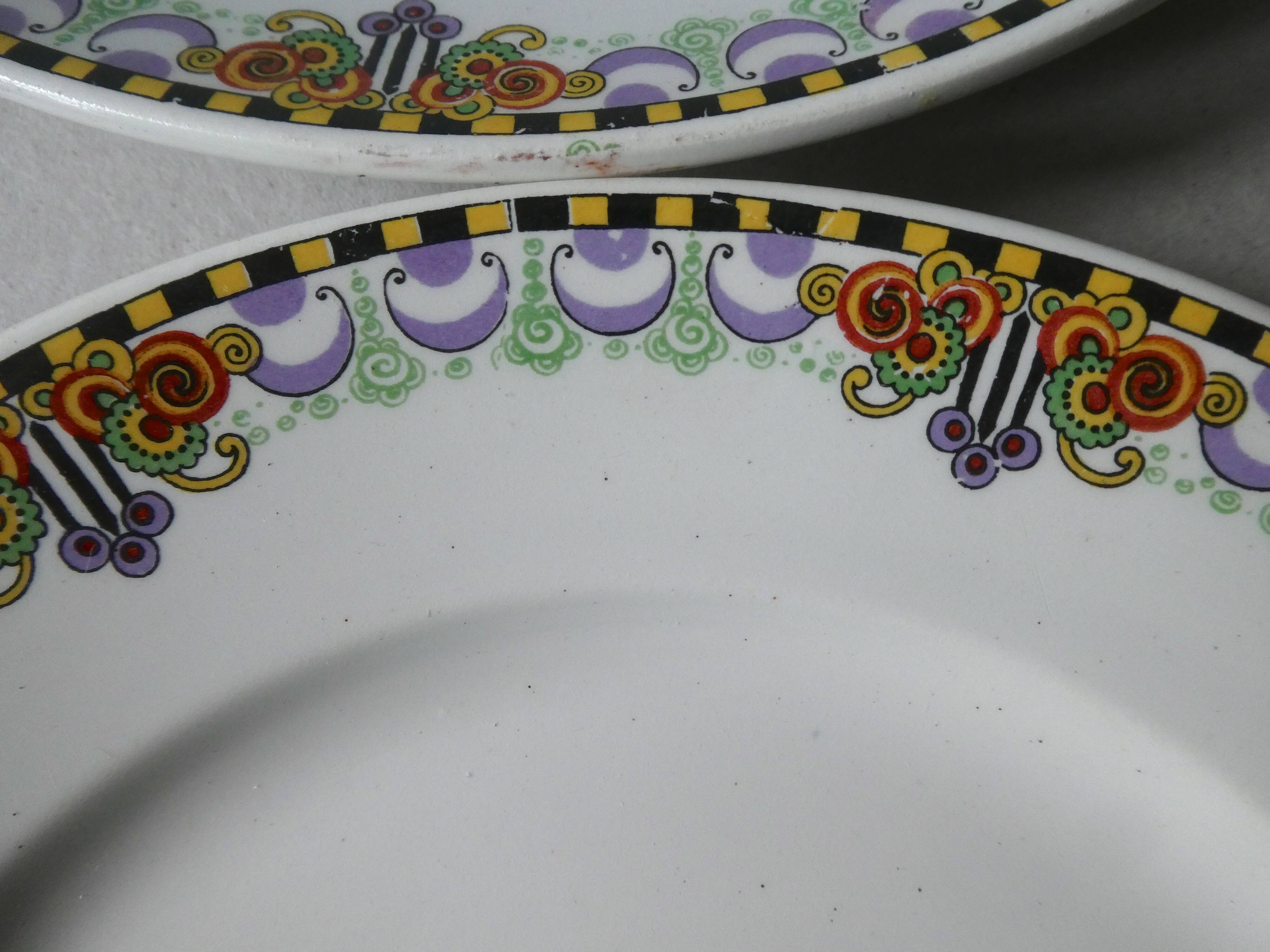 6 Dessert plates Orchies Moulins des loups, early 20th