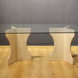 Travertine and glass dining table
