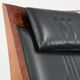Electrically adjustable Art Deco design recliner with black cowhide leather