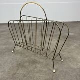 50s vintage gold metal magazine rack
