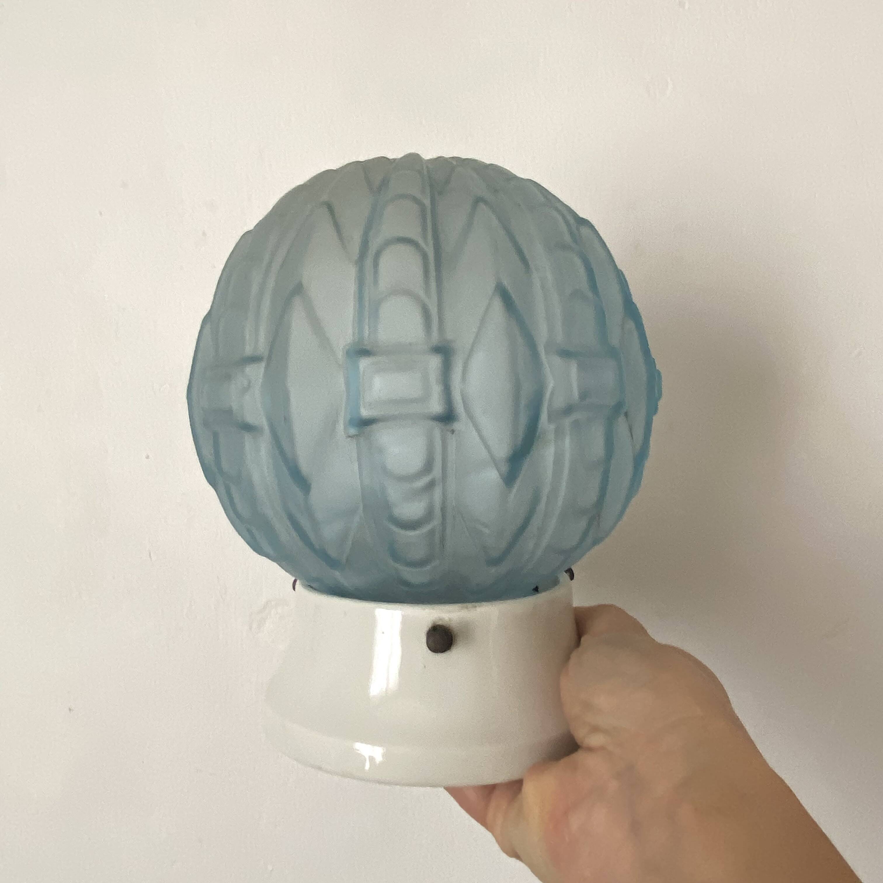 Art Deco glass and porcelain ball ceiling light