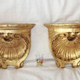 pair of gilded wood consoles with 19th century shell potif