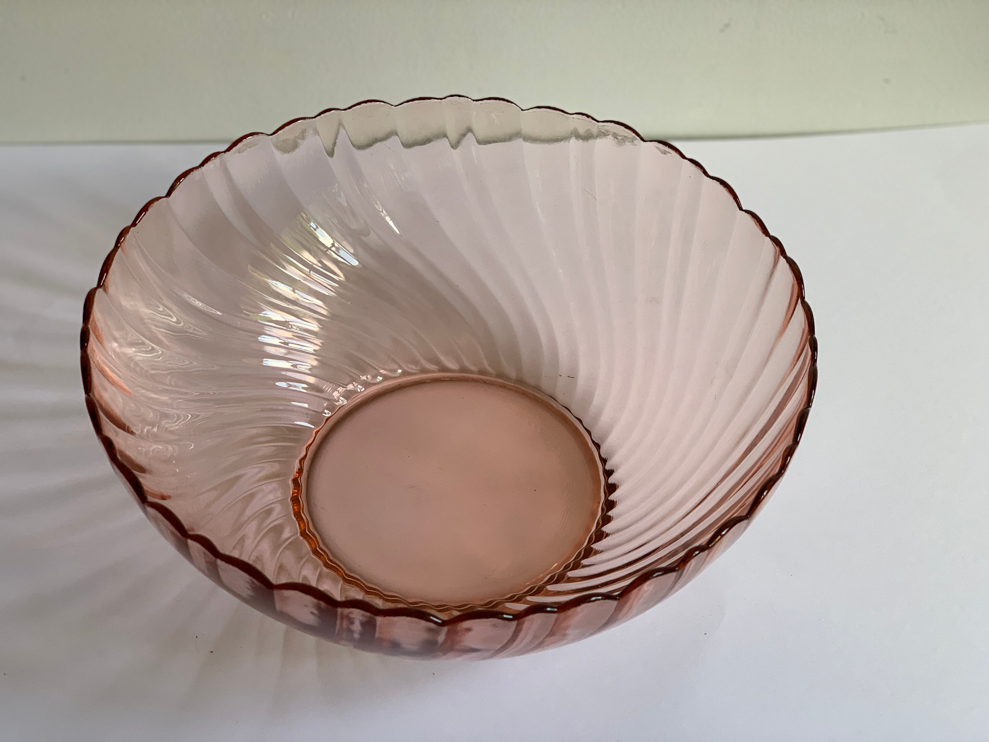 Vintage pink glass salad bowl