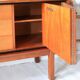 Scandinavian teak enfilade in brown, 4 doors, 1960s lines, floating legs.