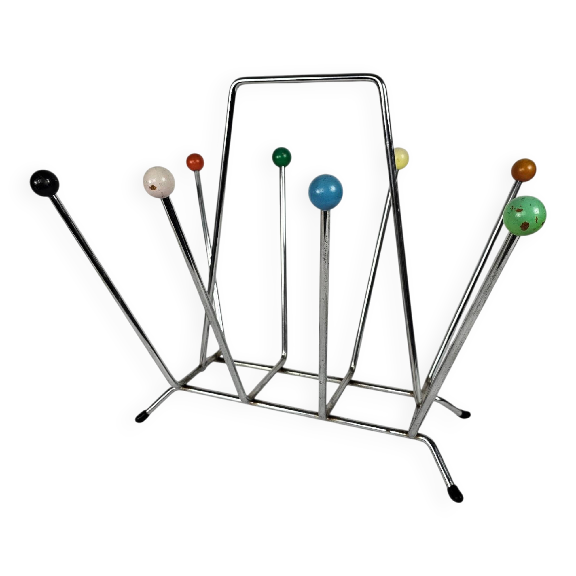 Charles and Ray Eames style magazine rack - Atomic - chrome - wood  Sputnik