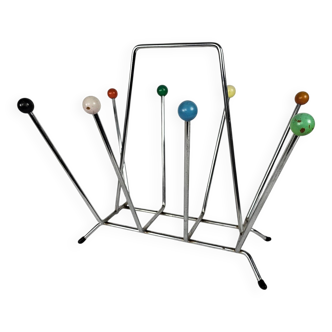 Charles and Ray Eames style magazine rack - Atomic - chrome - wood  Sputnik