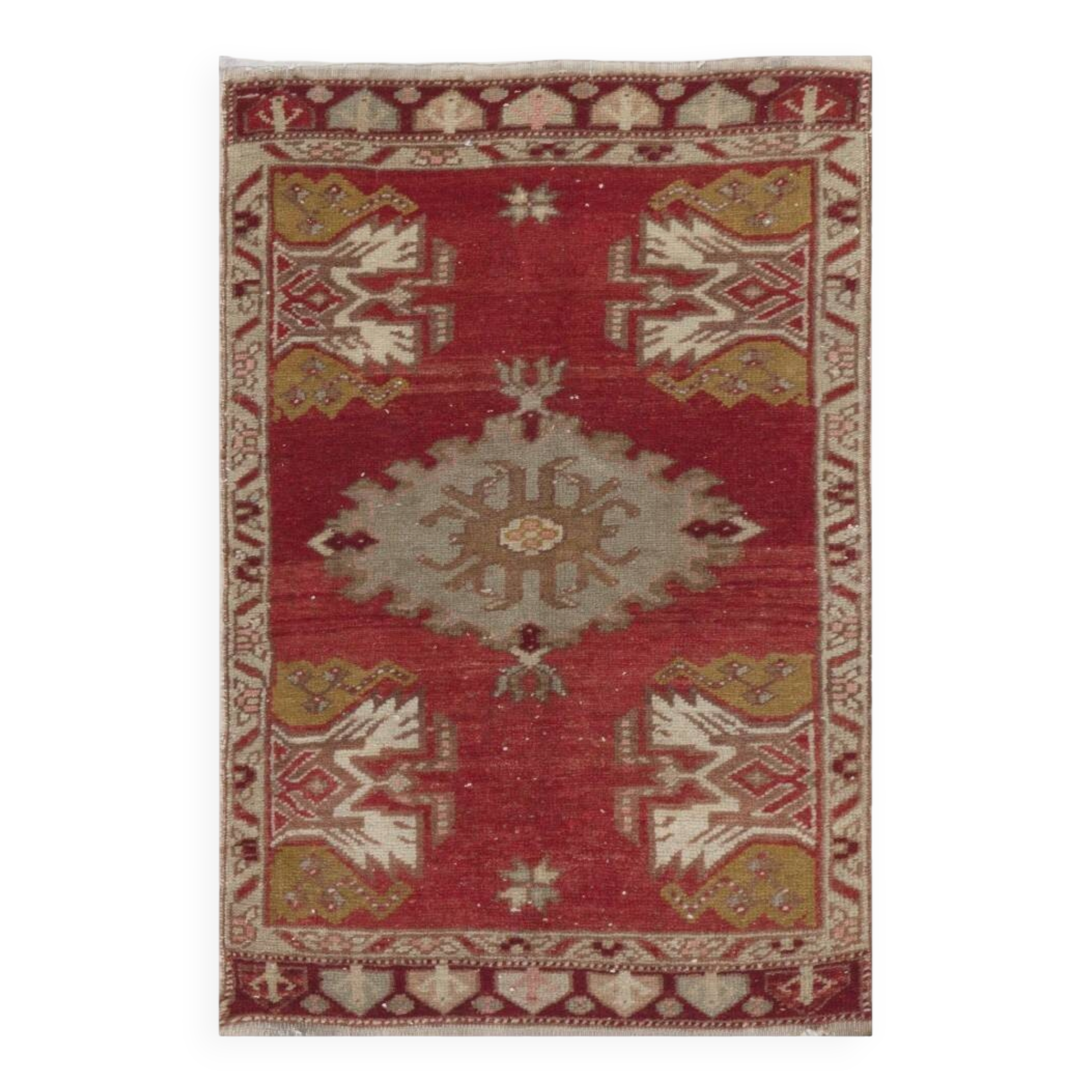 Hand-knotted Small Rug. Vintage Doormat. Turkish Seat Cover. Entryway Rug. Kitchen Mat. Bath Mat