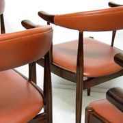 Eight Danish Cow Horn "Model 12" Chairs in Rosewood by Johannes Andersen