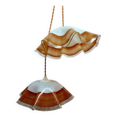 Pair of vintage orange glass pendant lights