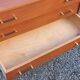 Vintage mahogany commode with metal tapered legs, 4 drawers, 1950s.