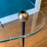 Ensemble de tables basses gigognes en verre et laiton