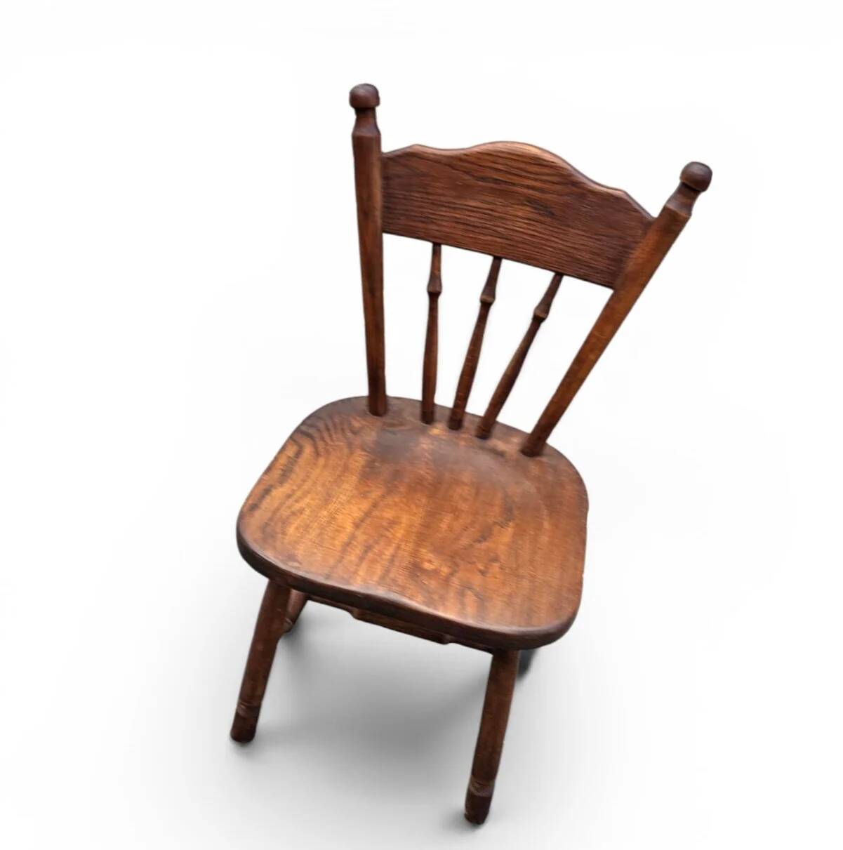 Set of 2 Oak Wood Victorian Child Stick Back Chairs / 1960s