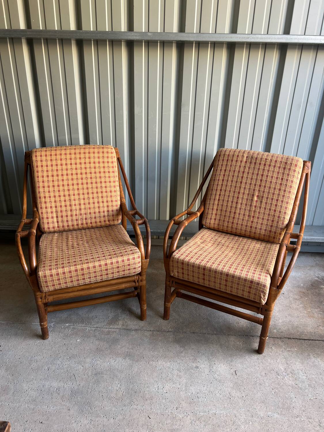 Pair of rattan armchairs