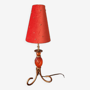 Table lamp with orange conical shade