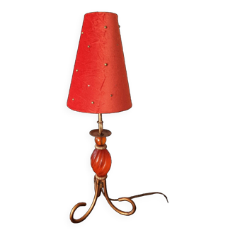 Table lamp with orange conical shade