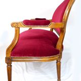 Louis XVI style bench in natural wood