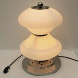 Mazzega Mid-Century Modern Chrome and Murano Opaline Glass Table Lamp, 1960