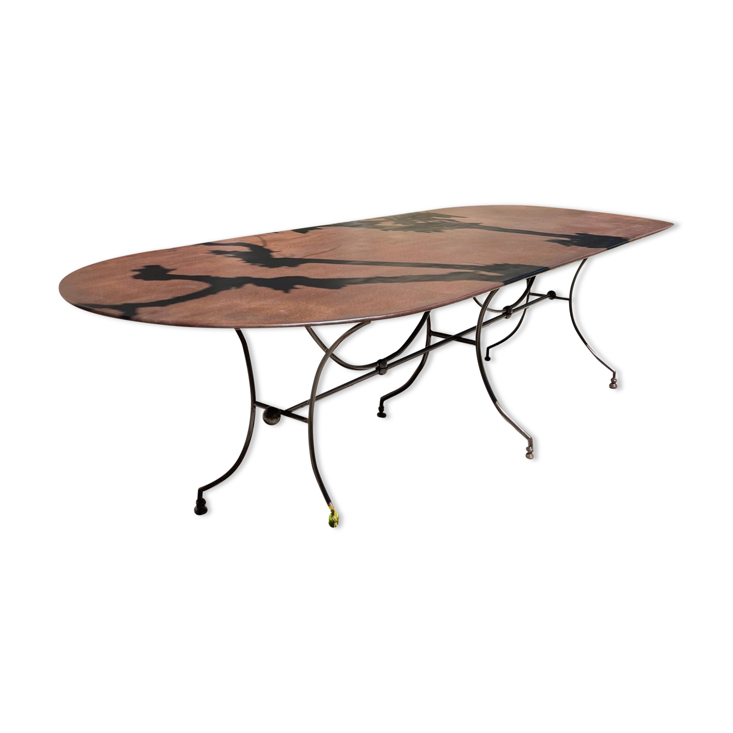Artisanal wrought iron garden table