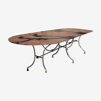 Artisanal wrought iron garden table