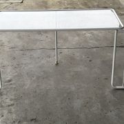 Vintage70's, Emu table in metal and glass, chairs swivelling under the table