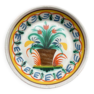 Antique French Earthenware Plate Nevers Calotte 19th Century