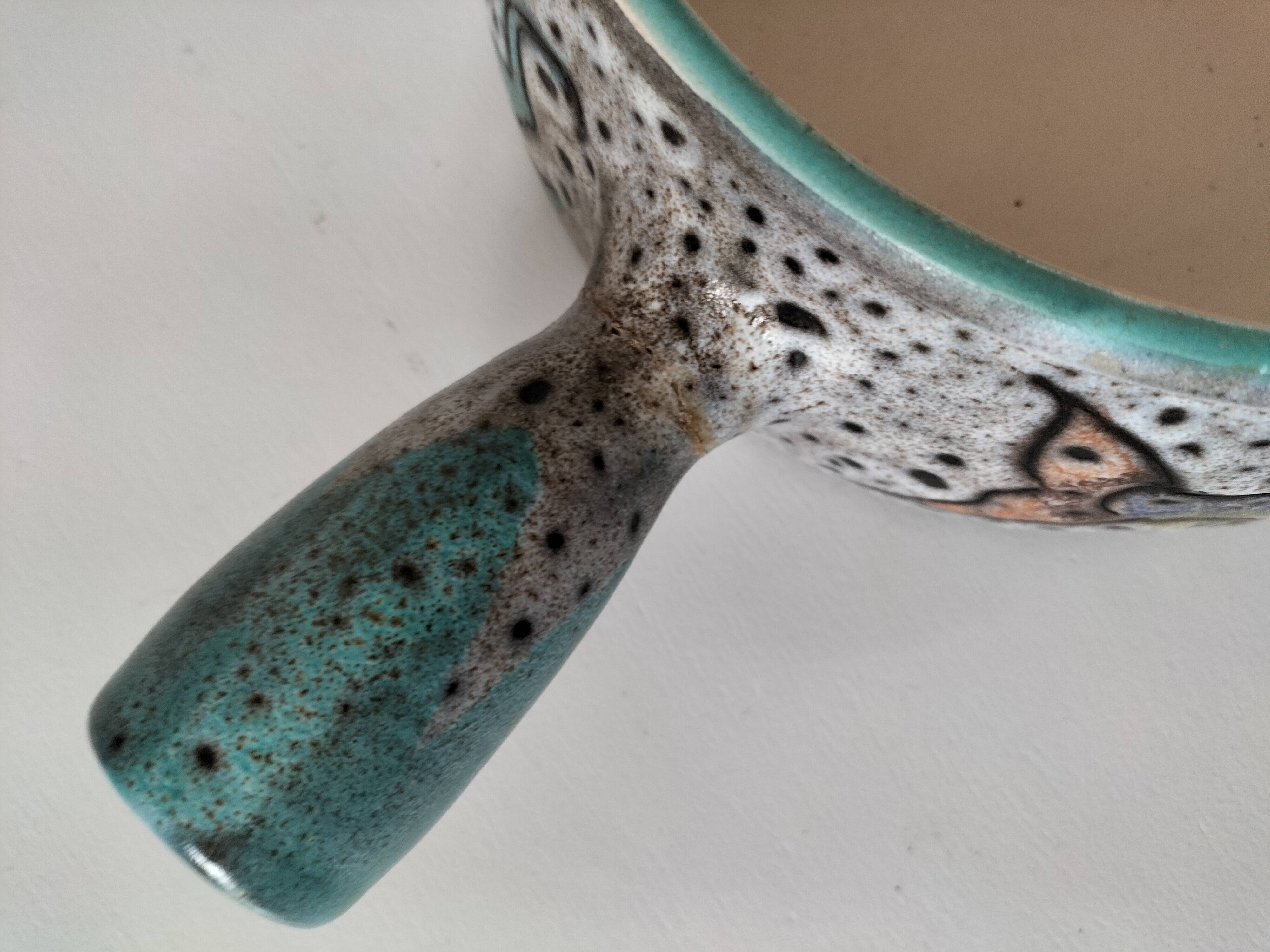 Italian ceramic dish with marine relief decoration from San Marino, 1960s-70s