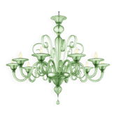 Contemporary Venetian Green Murano Glass Chandelier 8 Arms