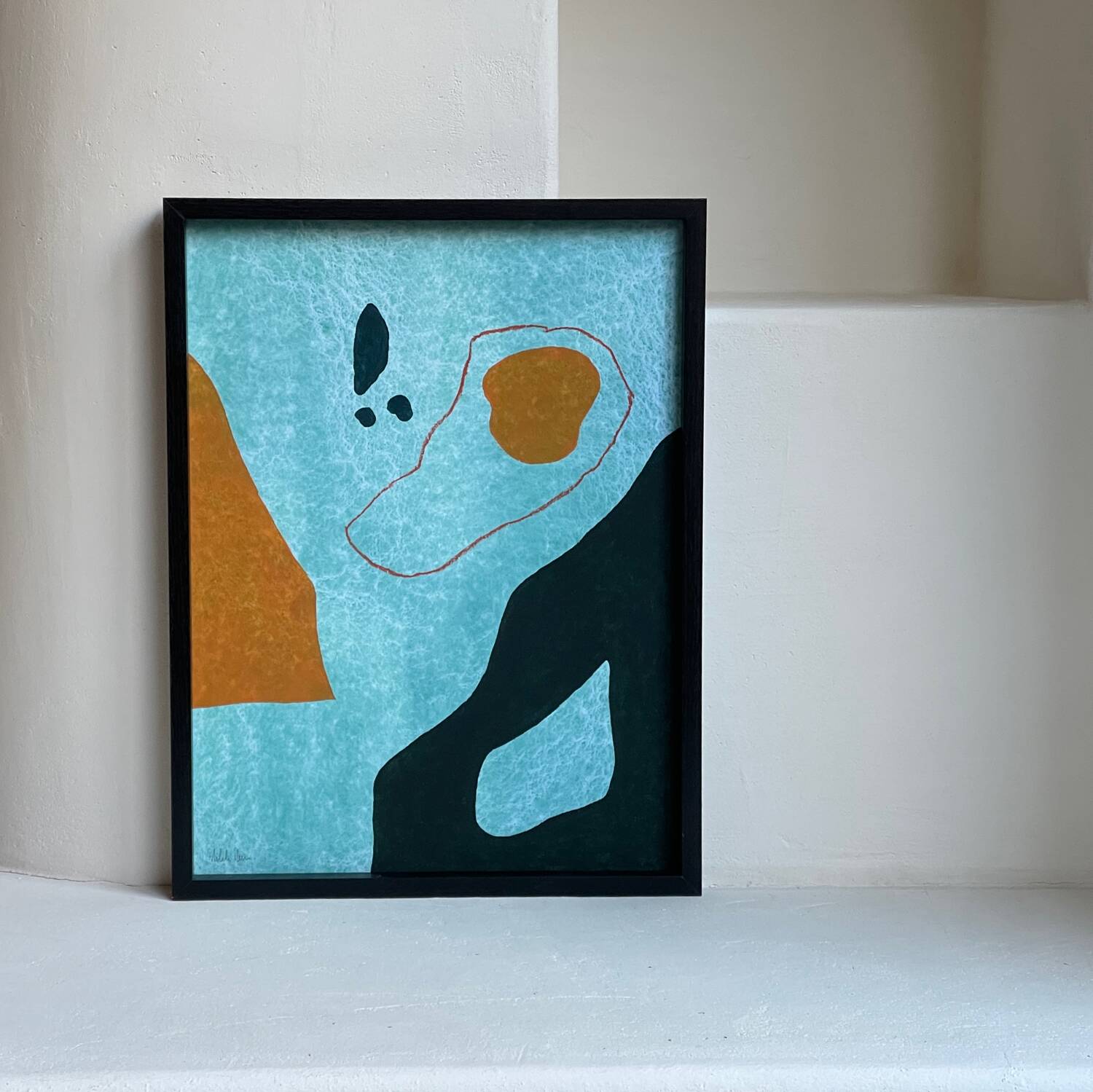 Colorful abstract painting in acrylic on paper