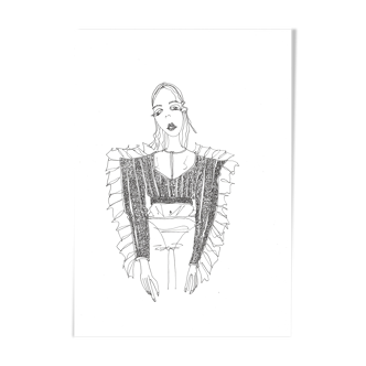 The illustrated girl with ruffles