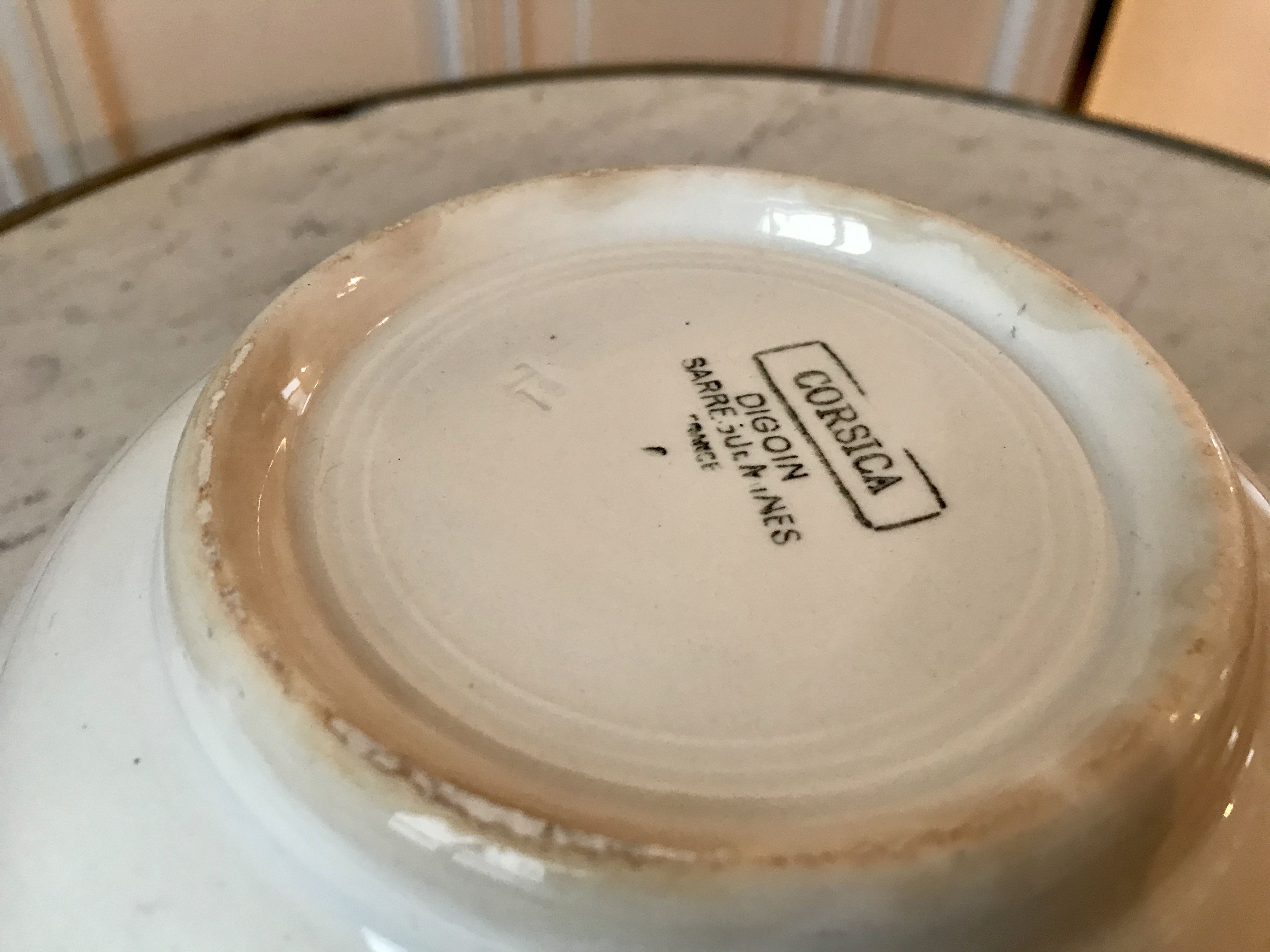 Salad bowl Digoin Sarreguemines Corsica blue 40s-50s