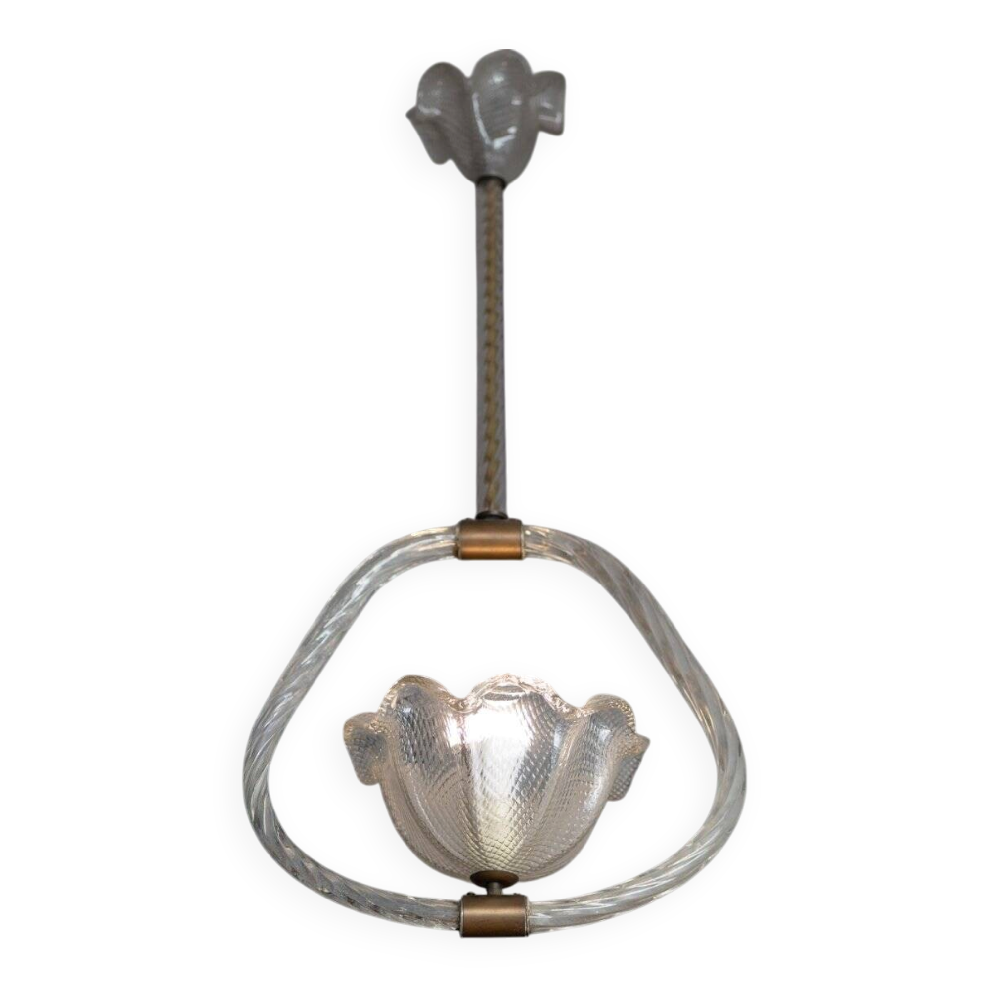 Vintage pendant lamp in Murano glass by Barovier & Toso, 1940s.