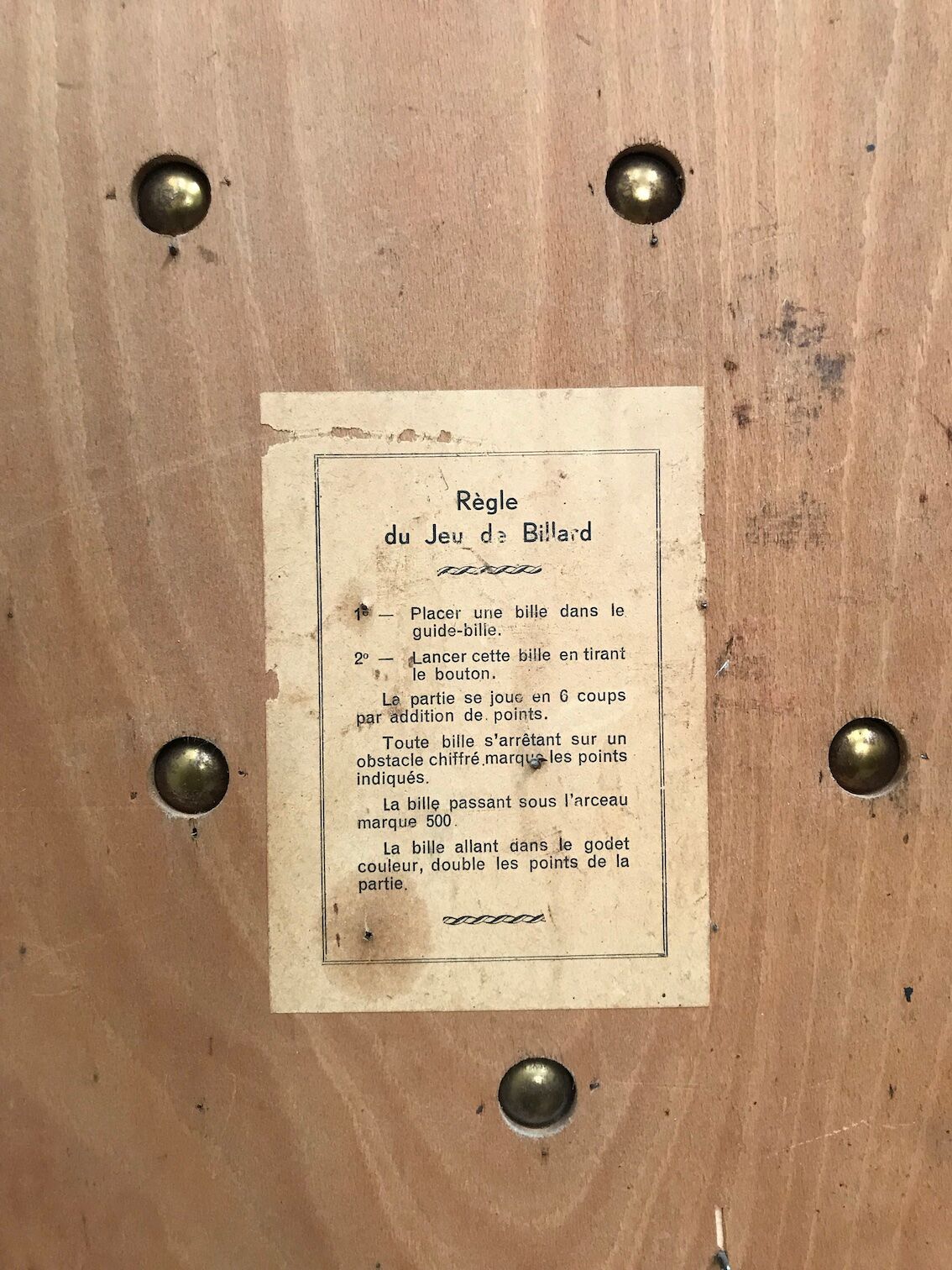 Jeu de bagatelle en bois