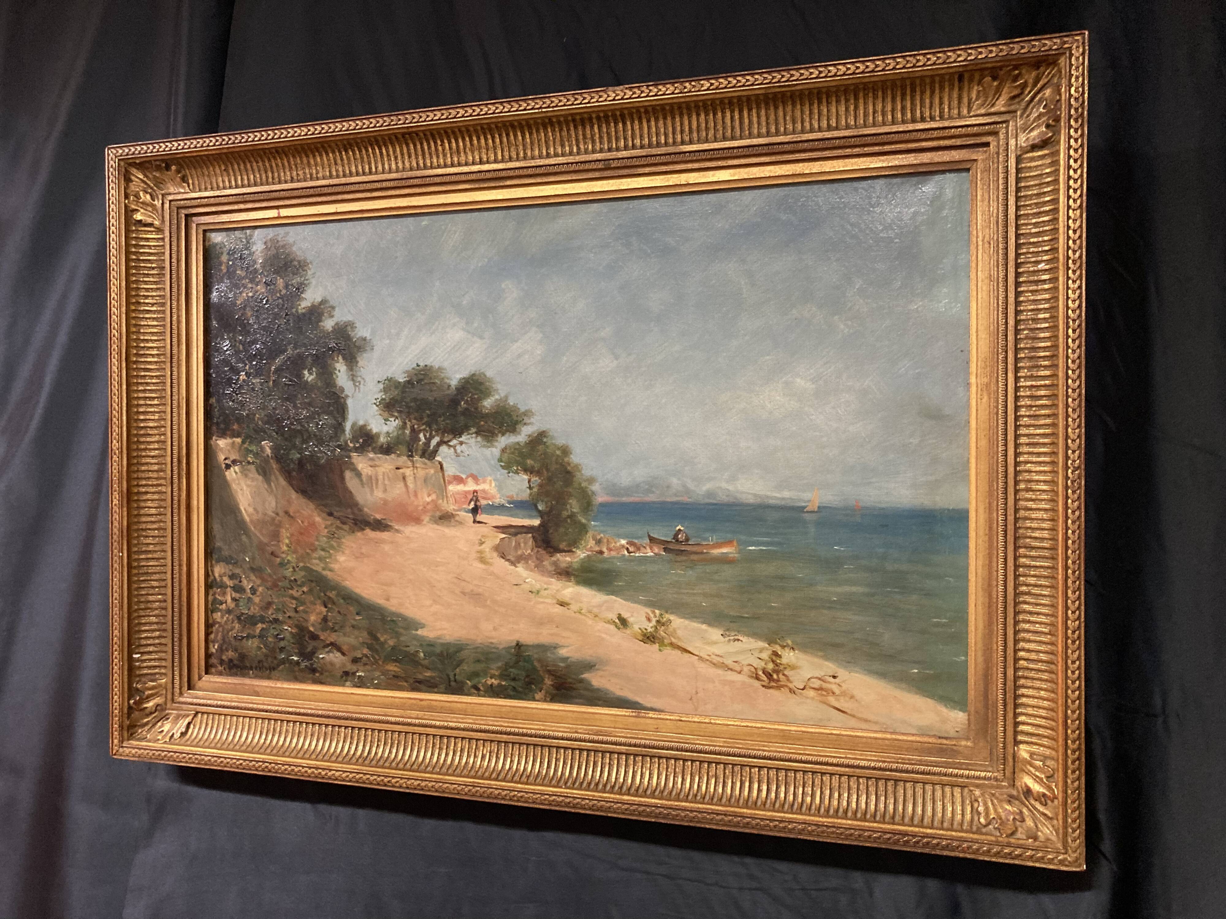 Peter baumgartner (1834-1911), seaside landscape, oil on canvas