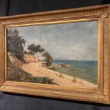 Peter baumgartner (1834-1911), seaside landscape, oil on canvas