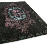 Hand-knotted vintage turkish 1980s 184 cm x 282 cm black carpet
