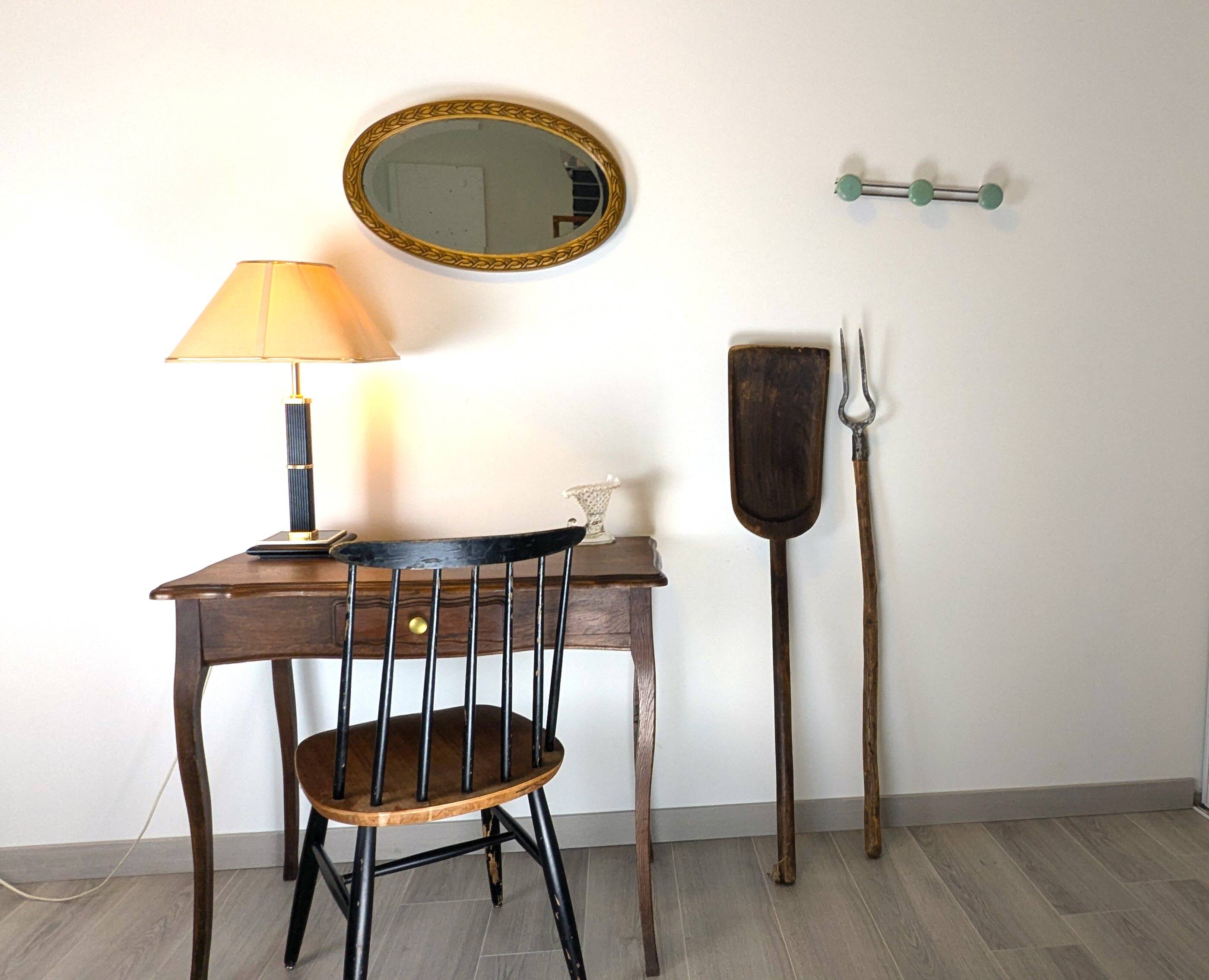 Vintage green metal triple coat hook